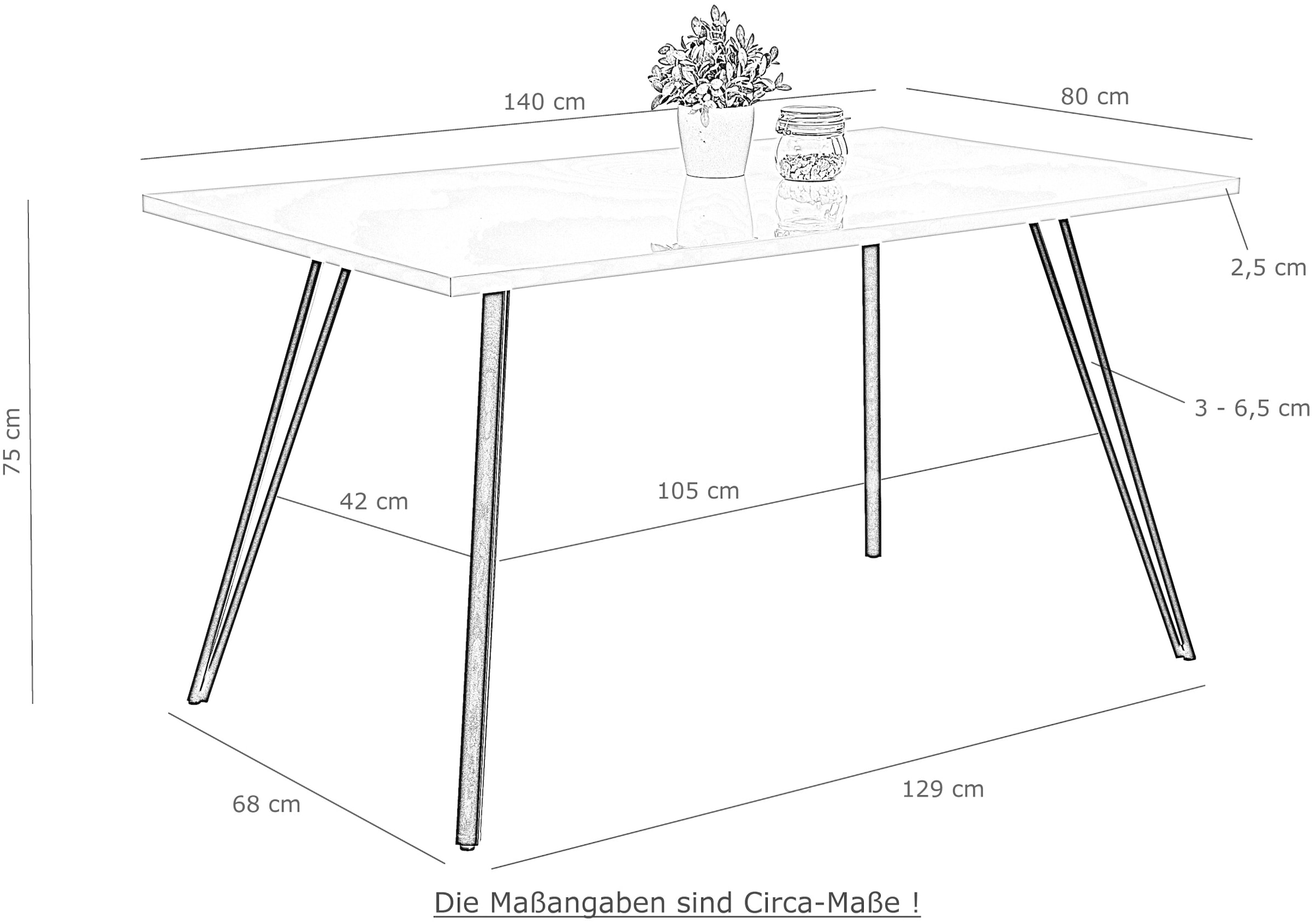 HELA Essgruppe »Jenn« 5 Stk. tlg. Tisch Hochglanz , 4 Stühle BESTSELLER, Esszimmer Gruppe