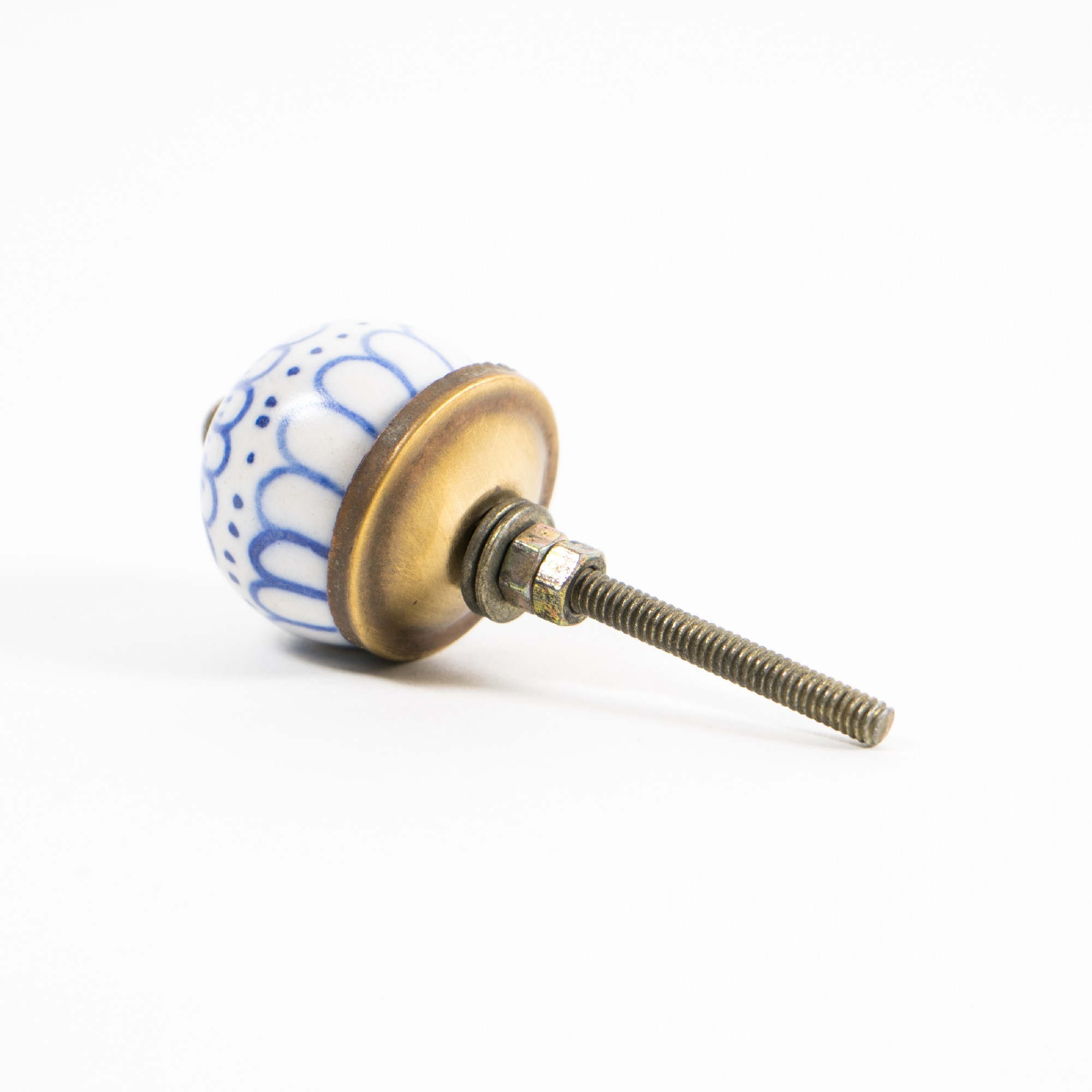 Keramik Möbelknopf rund, handglasiert, blau/weiß, Ø 2,5 cm günstig bestellen