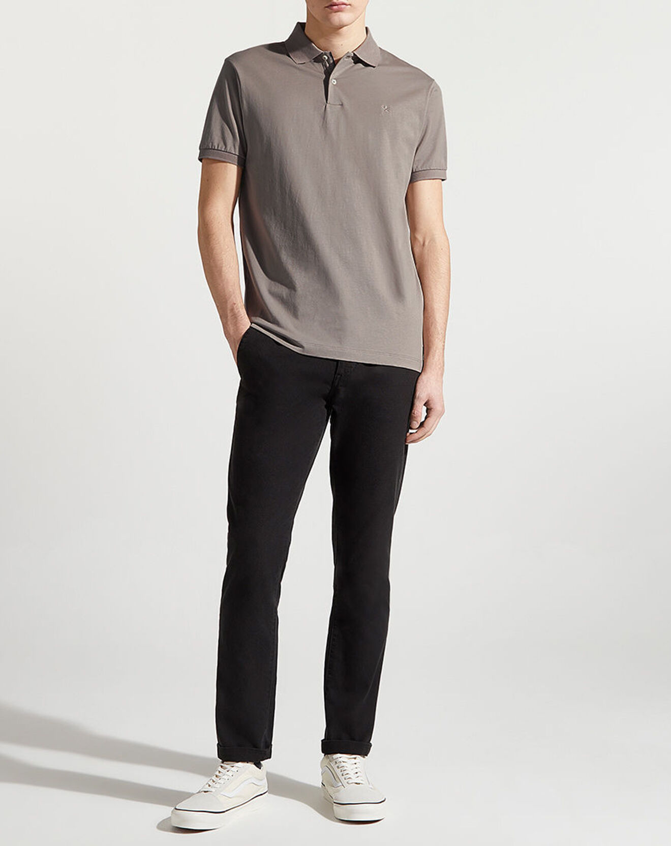 Hackett London Polo en Jersey Regular Fit uni Smart taupe