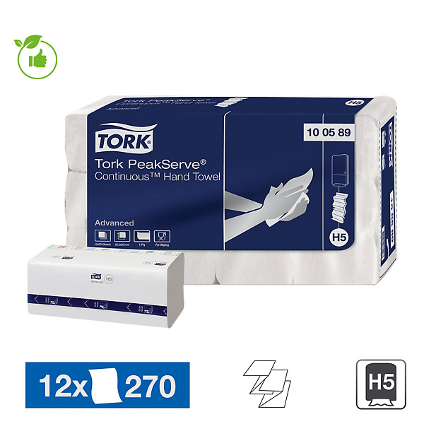 Essuie-mains enchevêtrés Tork PeakServe Advanced H5, 12 paquets de 270