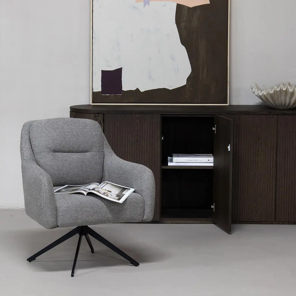 Fauteuil Draaibaar - Stof Taupe - 75x70x85cm - Matthias