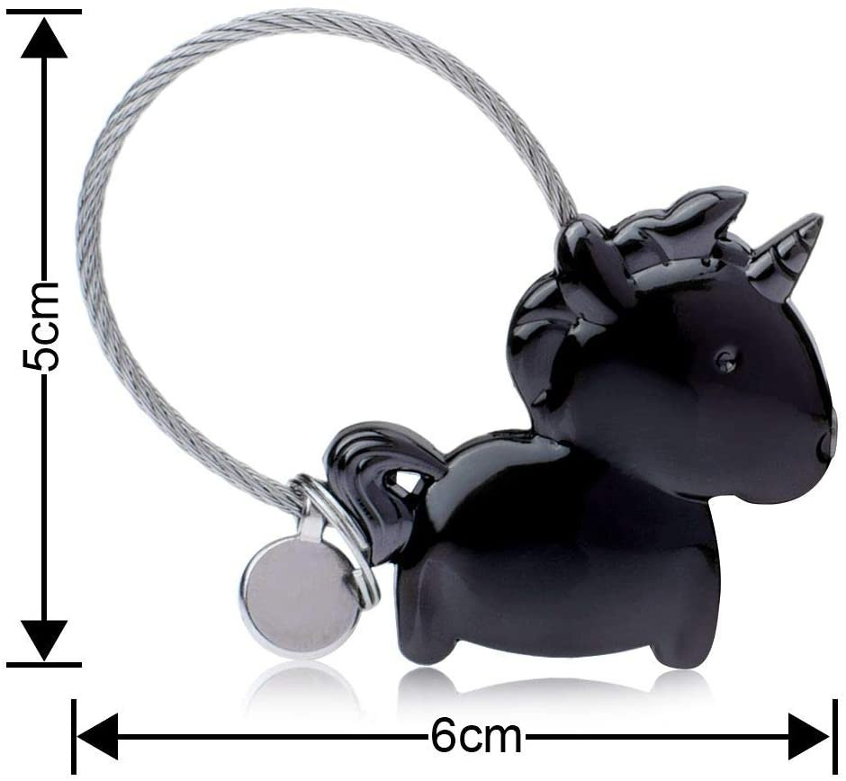 (2er Set) Magnetische Metall Einhorn Schlüsselanhänger Couple Handtaschen Accessoire für Liebespaare / Feunde - Schwarz / Roségold