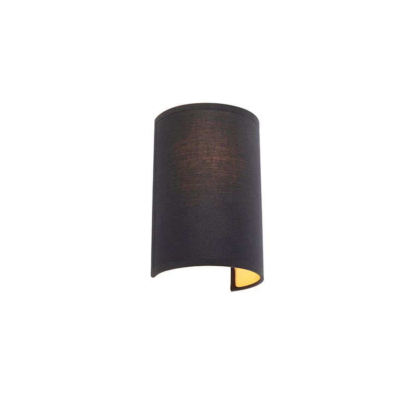 Moderne wandlamp zwart en goud - Simple Drum