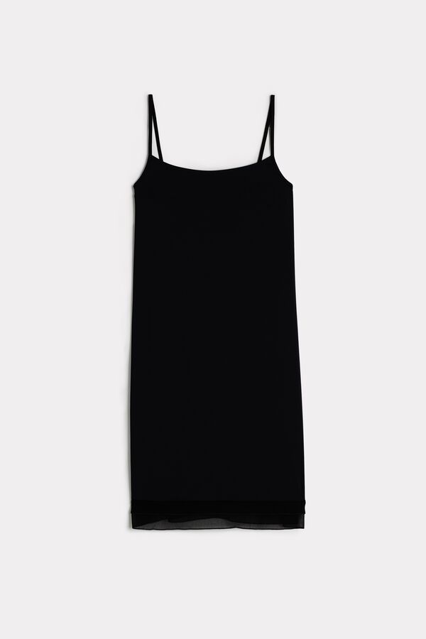 Camisola de microfibra com babado de georgette