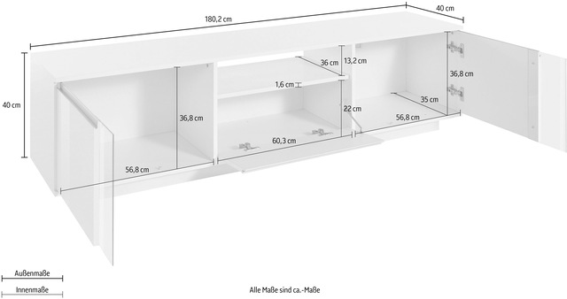 INOSIGN Lowboard »ElegantTV-Board, TV-Schrank« Breite ca. 180 cm