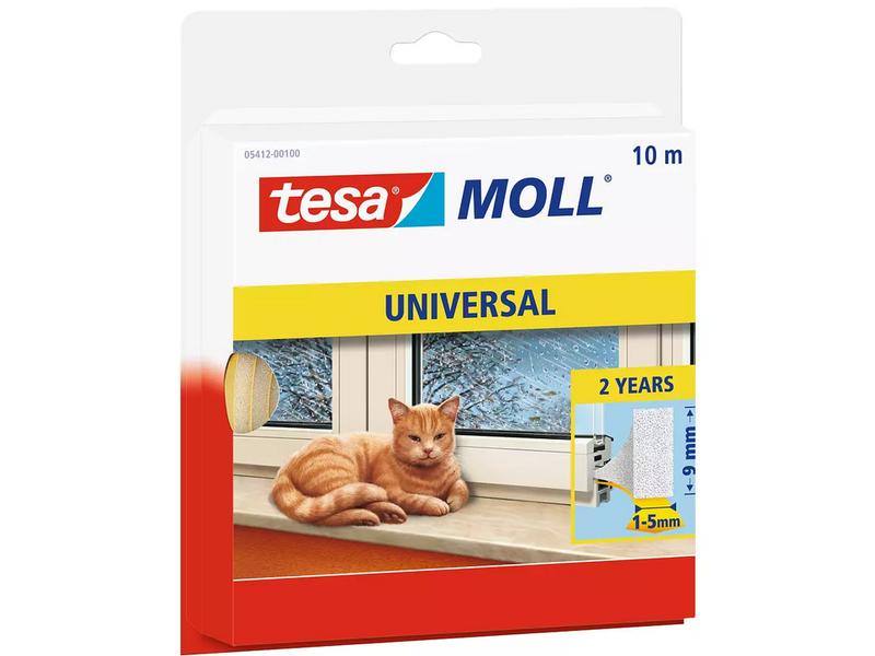 tesa Dichtungsband -Set Universal, 2x 10 m x 9 mm x 5.5 mm, Selbstklebende Schaumstoffdichtung zum Isolieren von Spalten im Haushalt