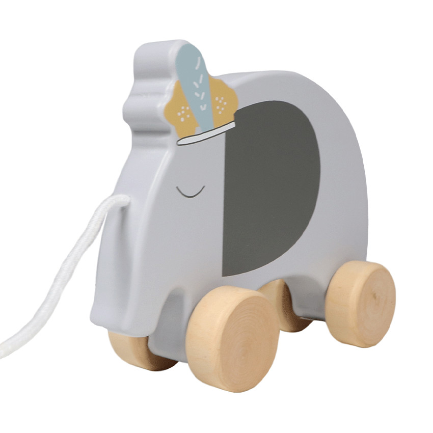 Éléphant à tirer en bois