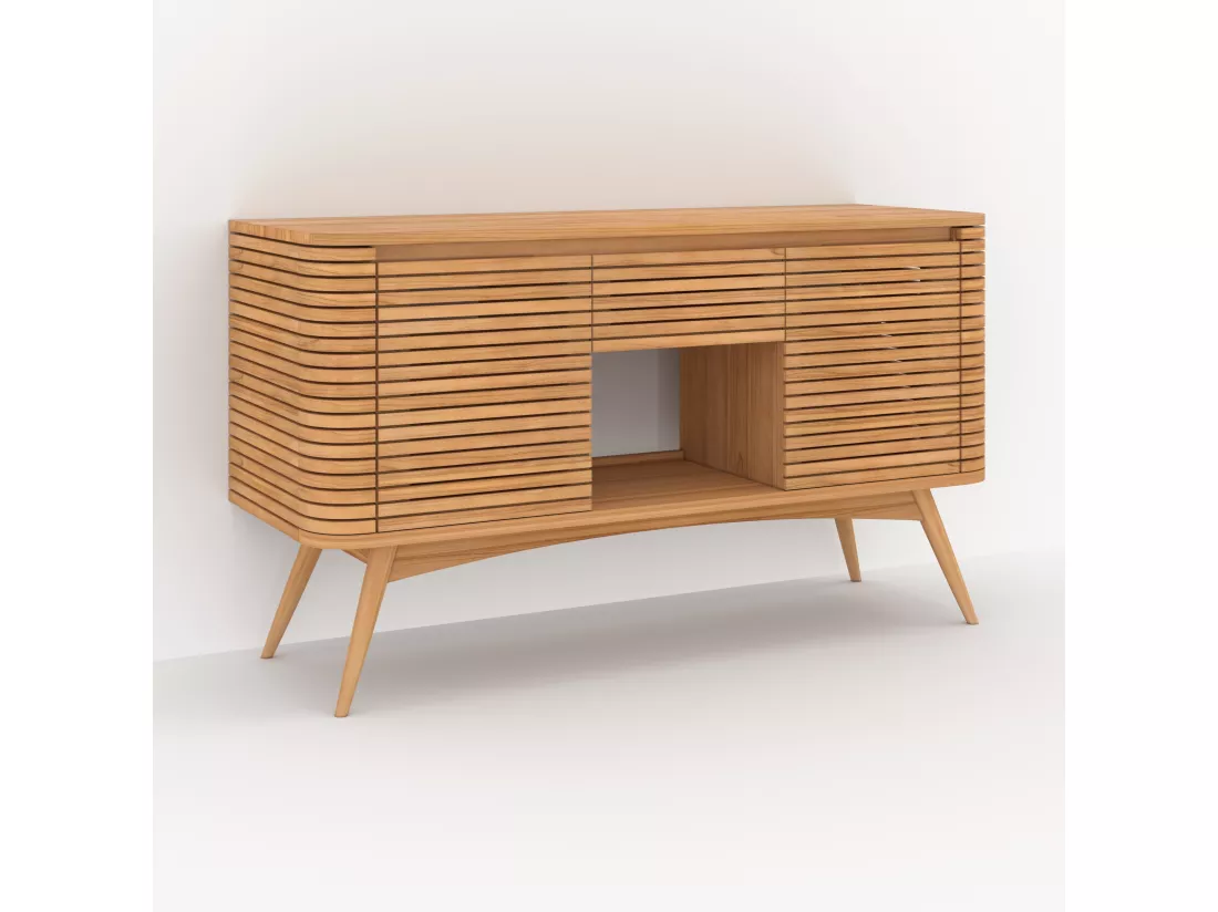 Meuble de salle de bain en bois de teck 140 cm avec une niche - Auguste