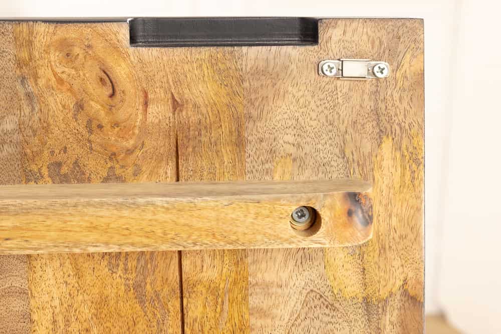 Massives Highboard SNAKE 120cm schwarz gold Mangoholz Schlangen-Design mit aufwendigen 3D Schnitzereien