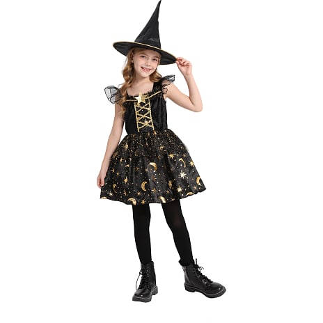 Halloween heks kostume str. 140