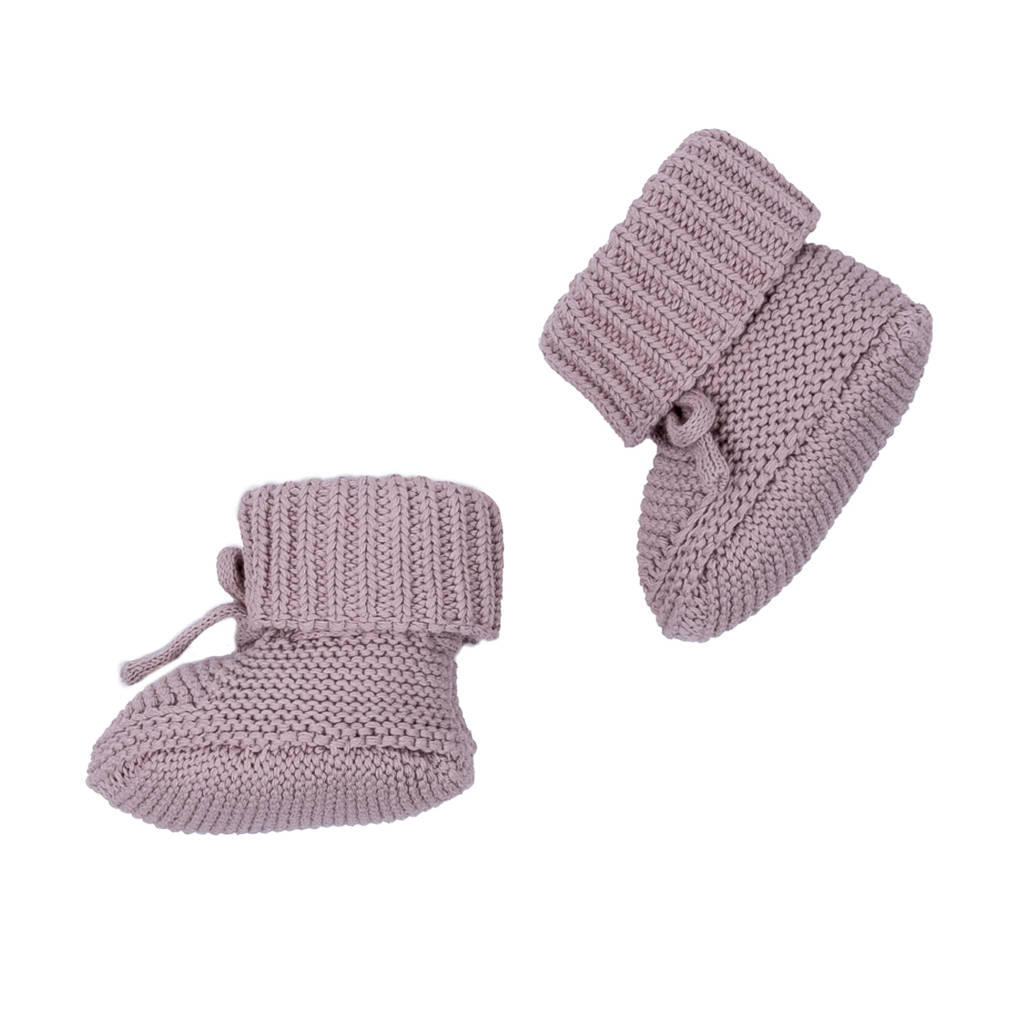 gebreide baby slofjes paars
