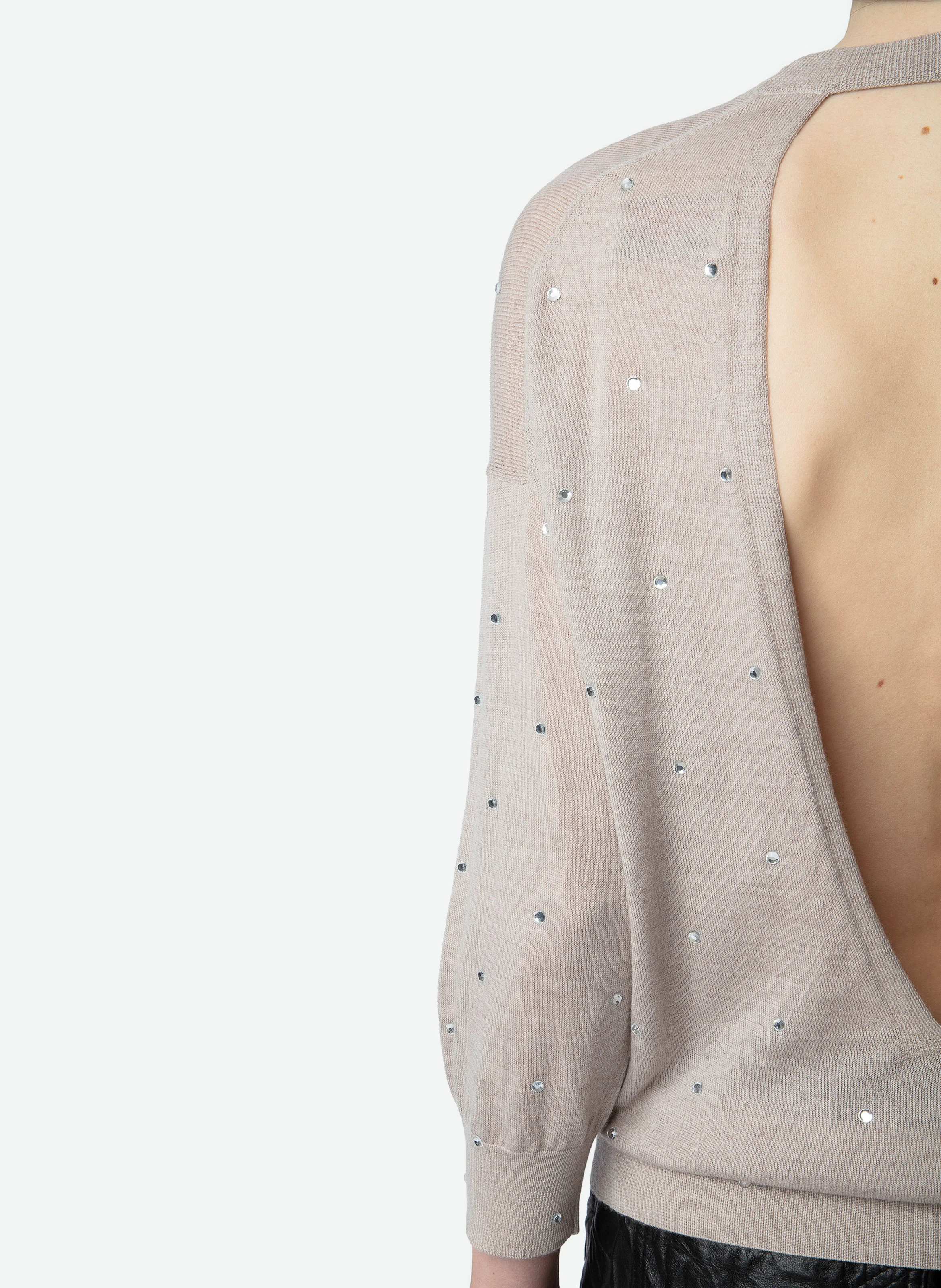 KANSY - Pull droit col rond en laine mérinos | Beige