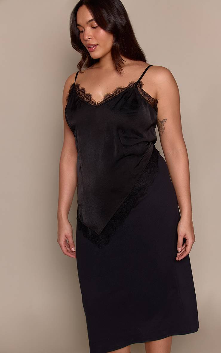 Noir Jupe Midi Grande Taille Toucher Doux