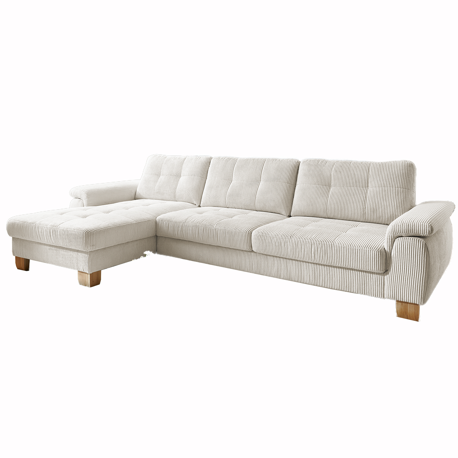 polsterpower Ecksofa - Cord natur - Basismodell - Canape links
