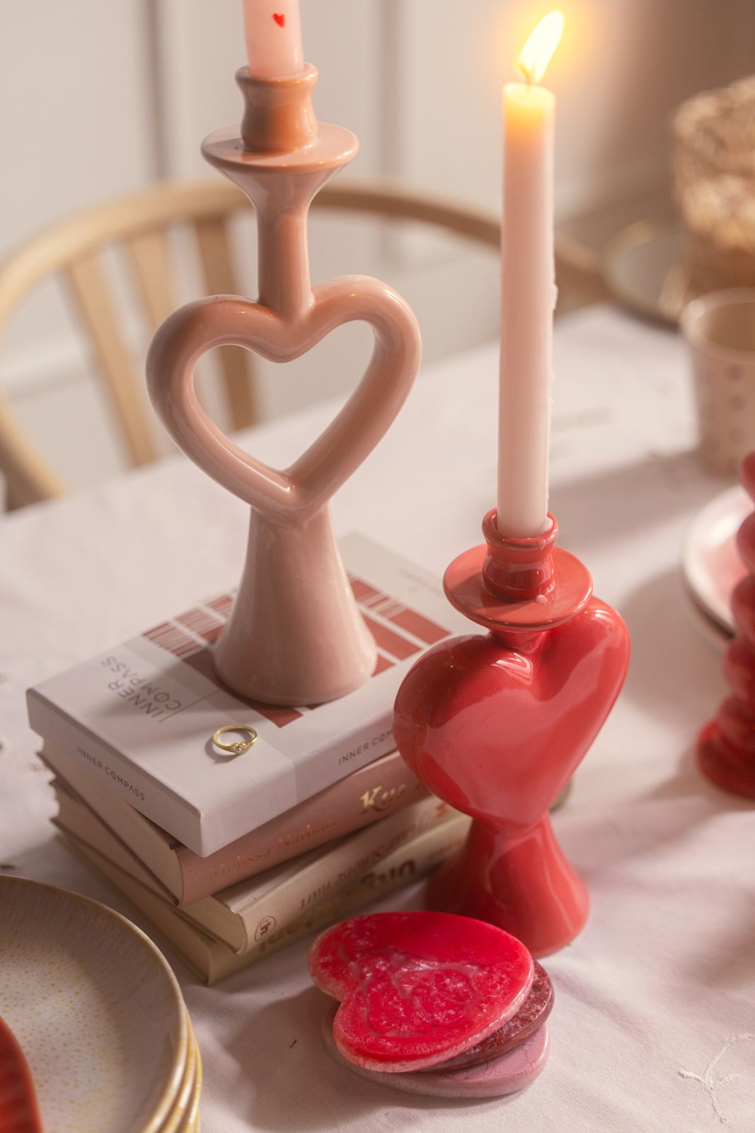 Roze onderzetters resin hart