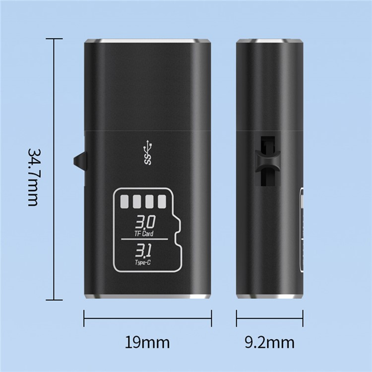 USB C 3.1 Kartenlesegerät Card Reader für Micro SD / SDXC / SDHC Speicherkarten - Schwarz