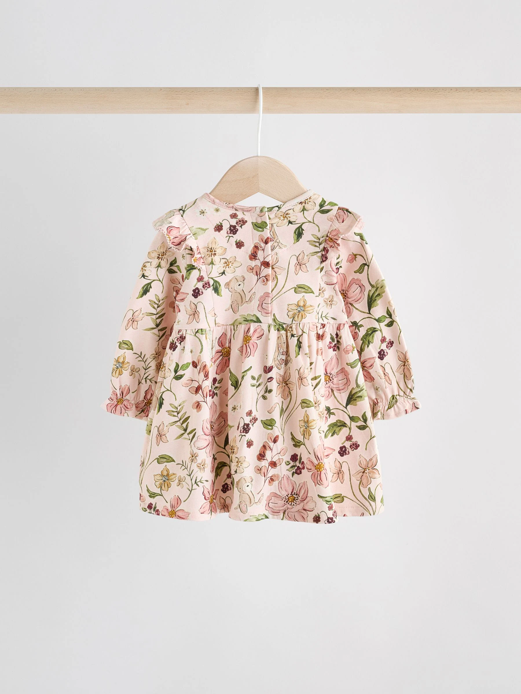 Roze bloemen/Crèmekleurige fijne bloemenprint - Verpakking van 2 jersey babyjurkjes (0 mnd-2 jr)