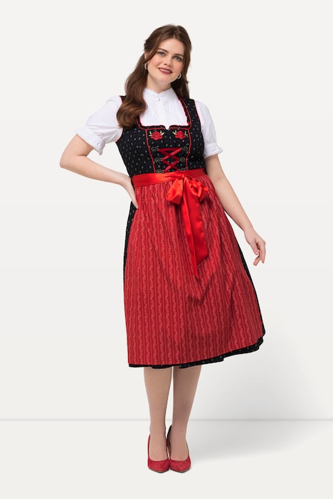 Dirndl, Blütenstickerei, Carree-Ausschnitt, ärmellos