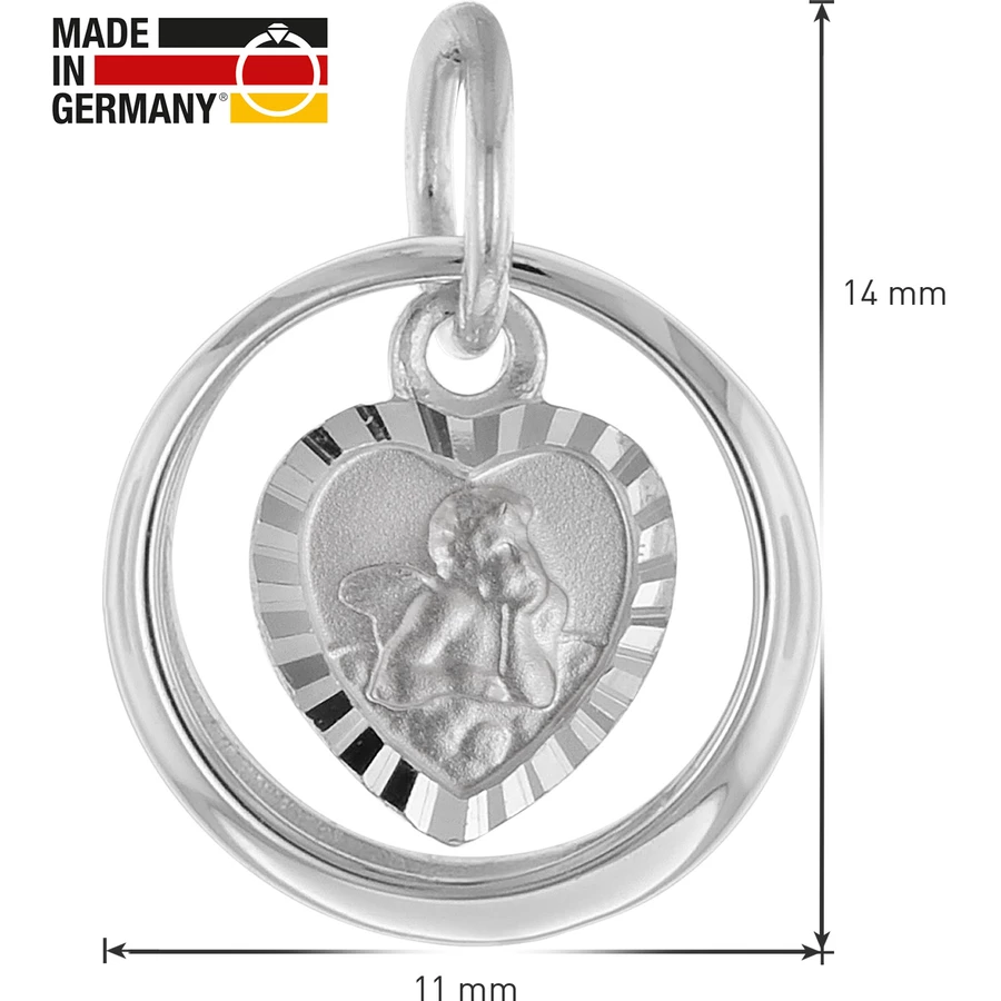 trendor Taufkette 925 Silber Taufring mit Engelherz silver
