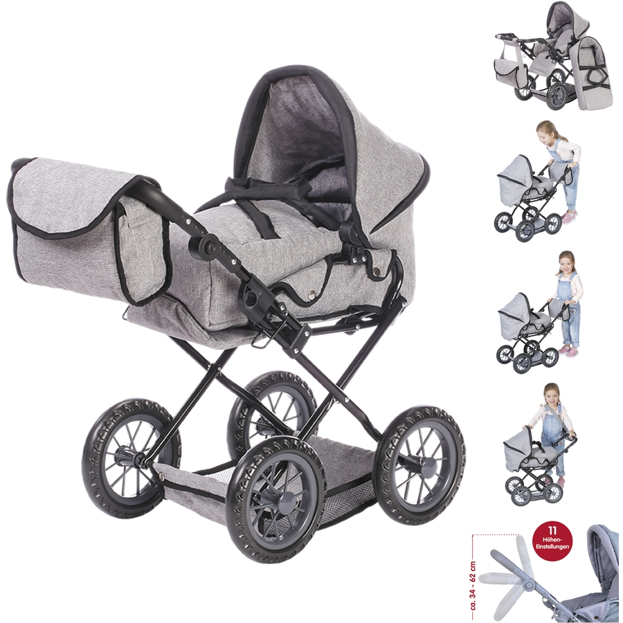 knorr toys® Puppenwagen Ruby - stone black grau
