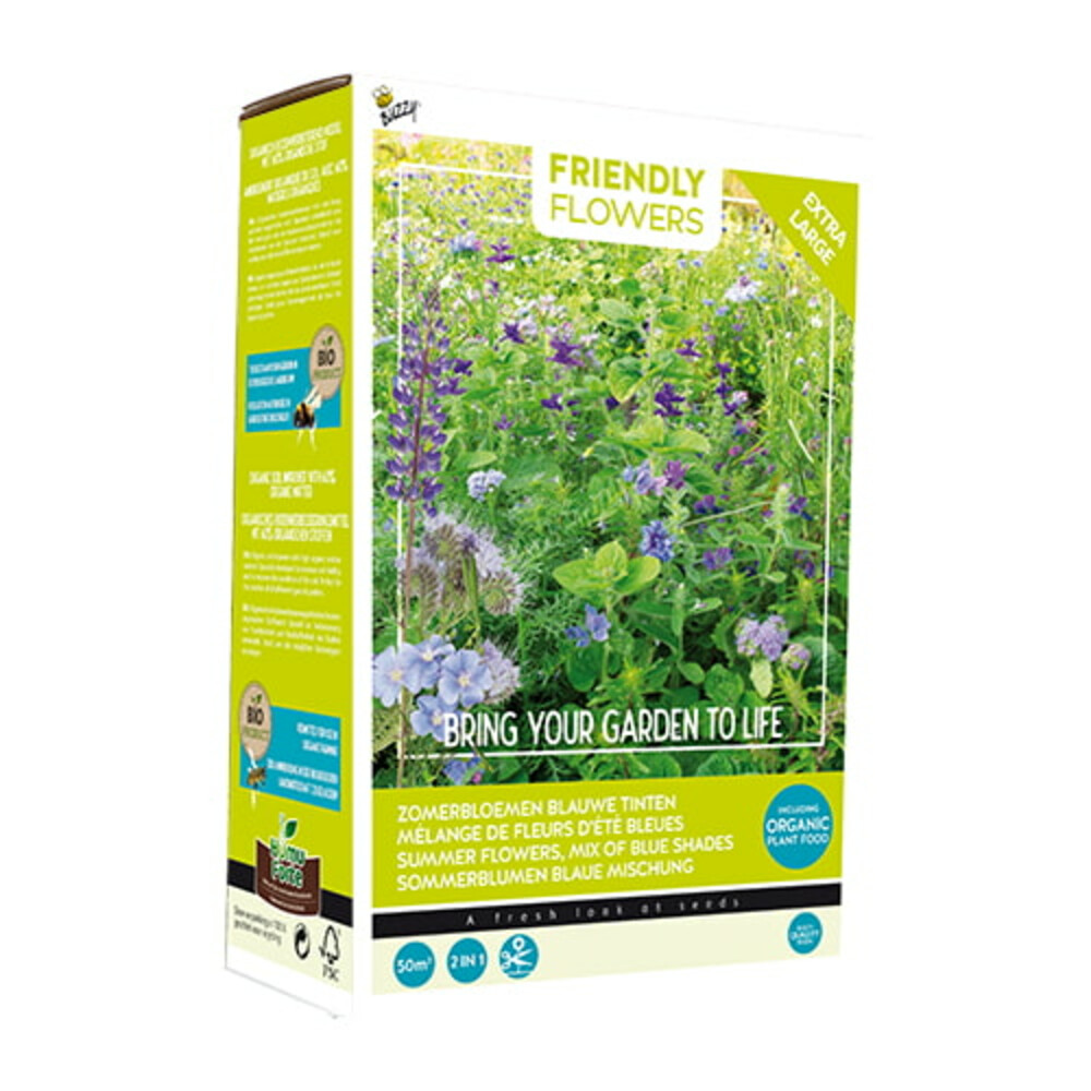 Buzzy Friendly Flowers XL Blauwe zomerbloemen 50 m²
