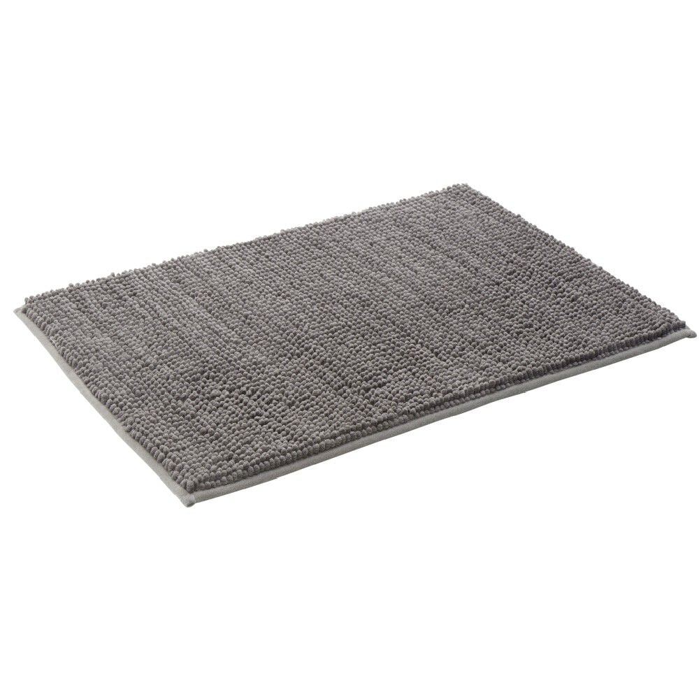 Tapis de salle de bain chenille gris grand modèle