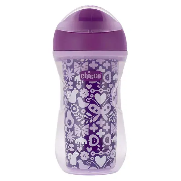 Copo Chicco para refeição com borda rígida e parede isolante ativa +14ml Rosa