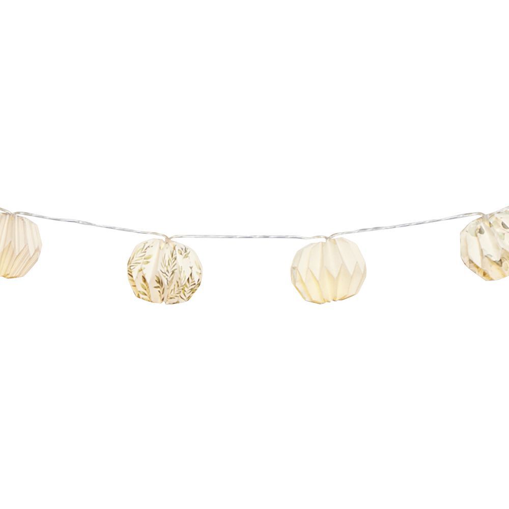Guirlande 10 LED papier origami blanc motif nature