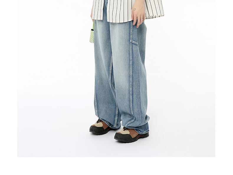 FAERIS - Mid Rise Washed Loose Fit Jeans