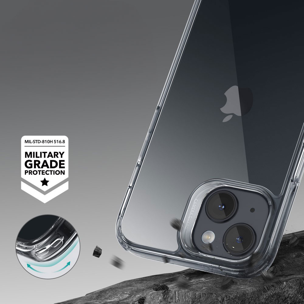 iPhone 15 Ice Shield Series Hybrid Hülle TPU Bumper Glas Rückseite - Transparent