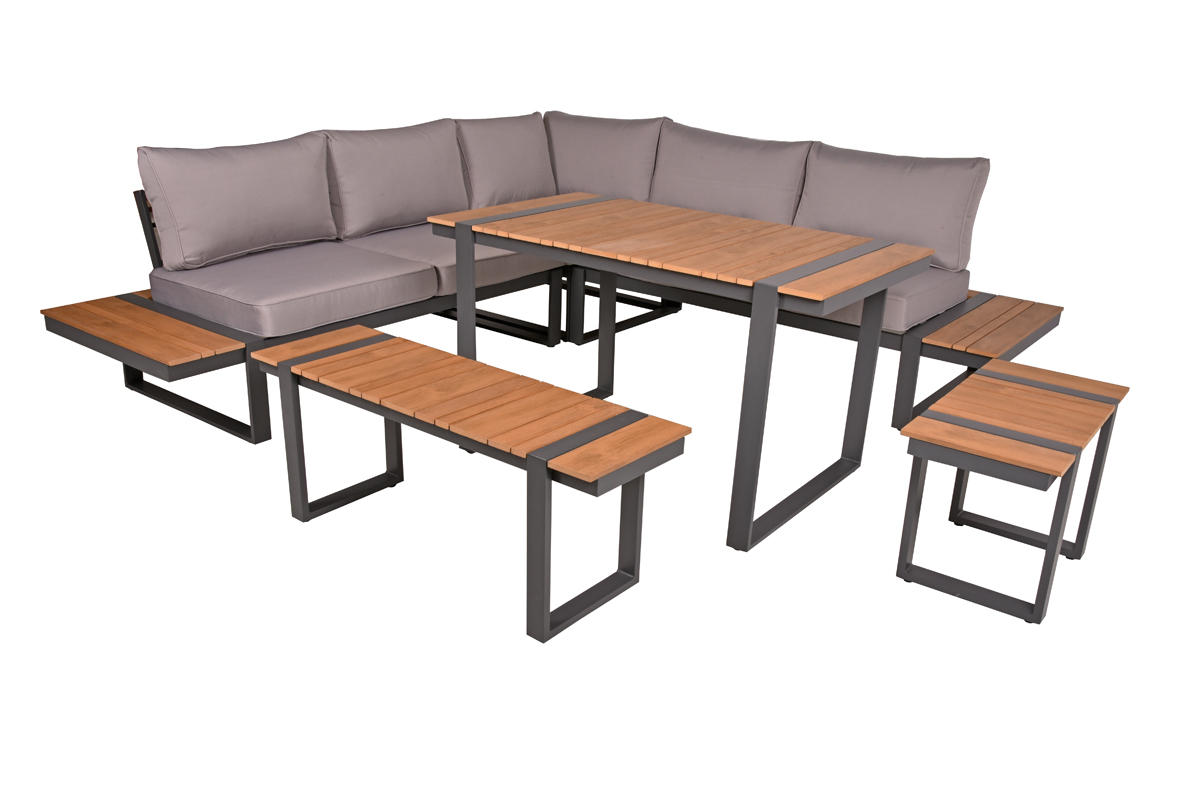 Lounge-Eckgruppe BELMIRA - grau-schwarz - Polywood