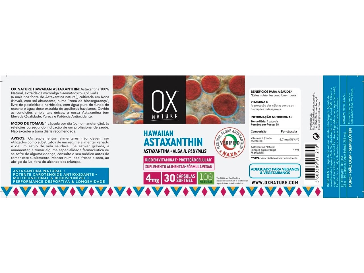 SUPLEMENTO OX NATURE ASTAXANTINA HAVAI 30 CAPS