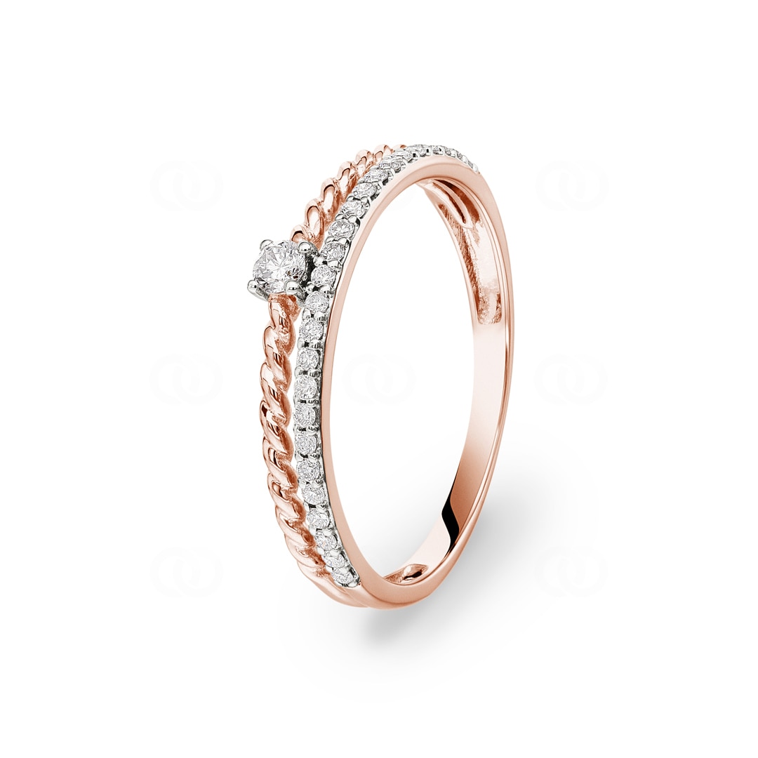Ring 750/18 K Roségold mit Diamanten 0.17 ct H/si