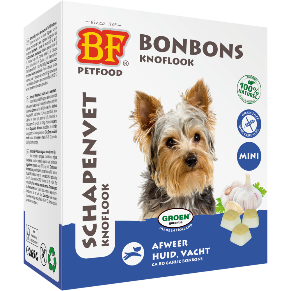 BF Petfood Schapenvet Mini Bonbons Knoflook80 stuks
