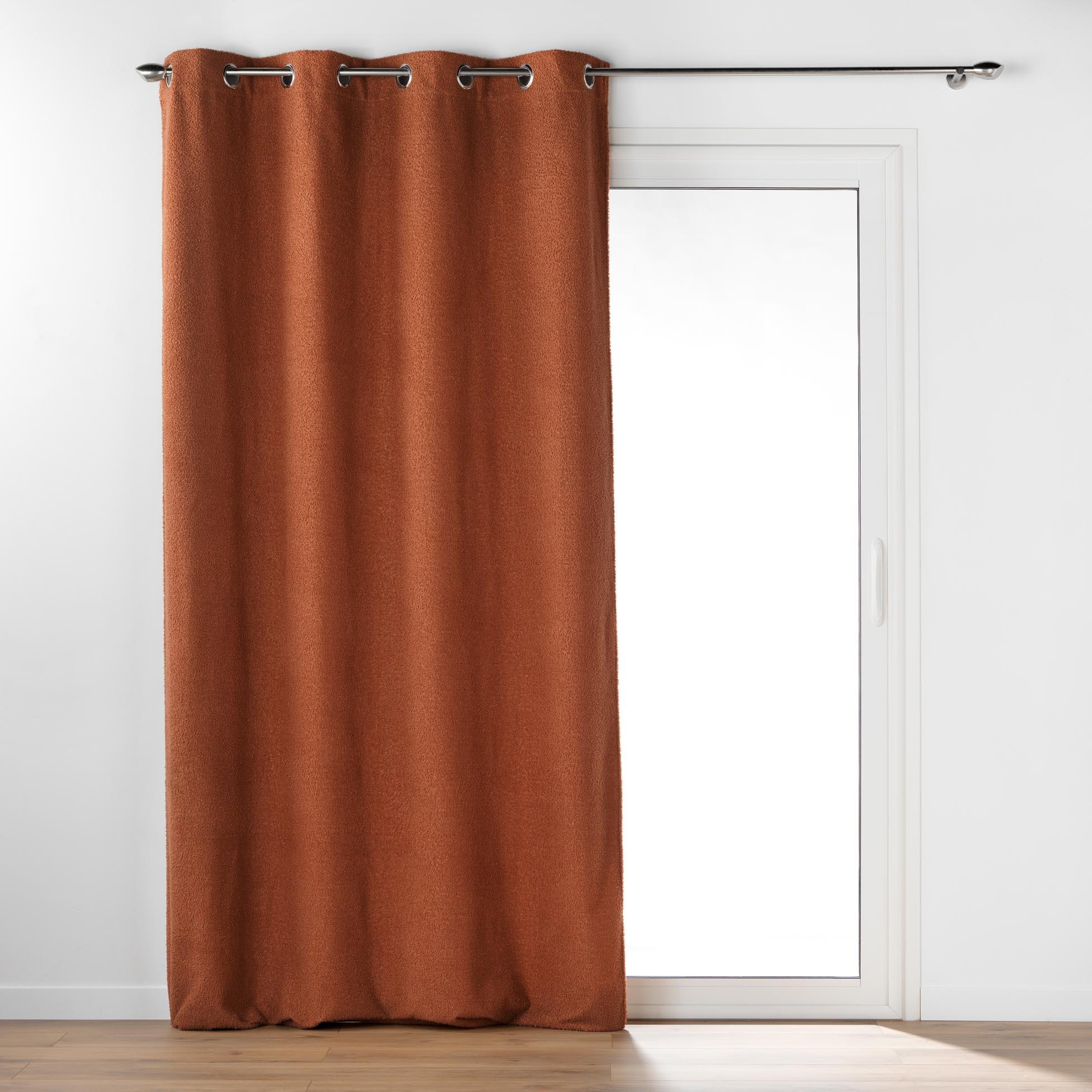 RIDEAU OEILLETS 140X240CM BOUCLETTE UNIE WOOLY TERRACOTTA