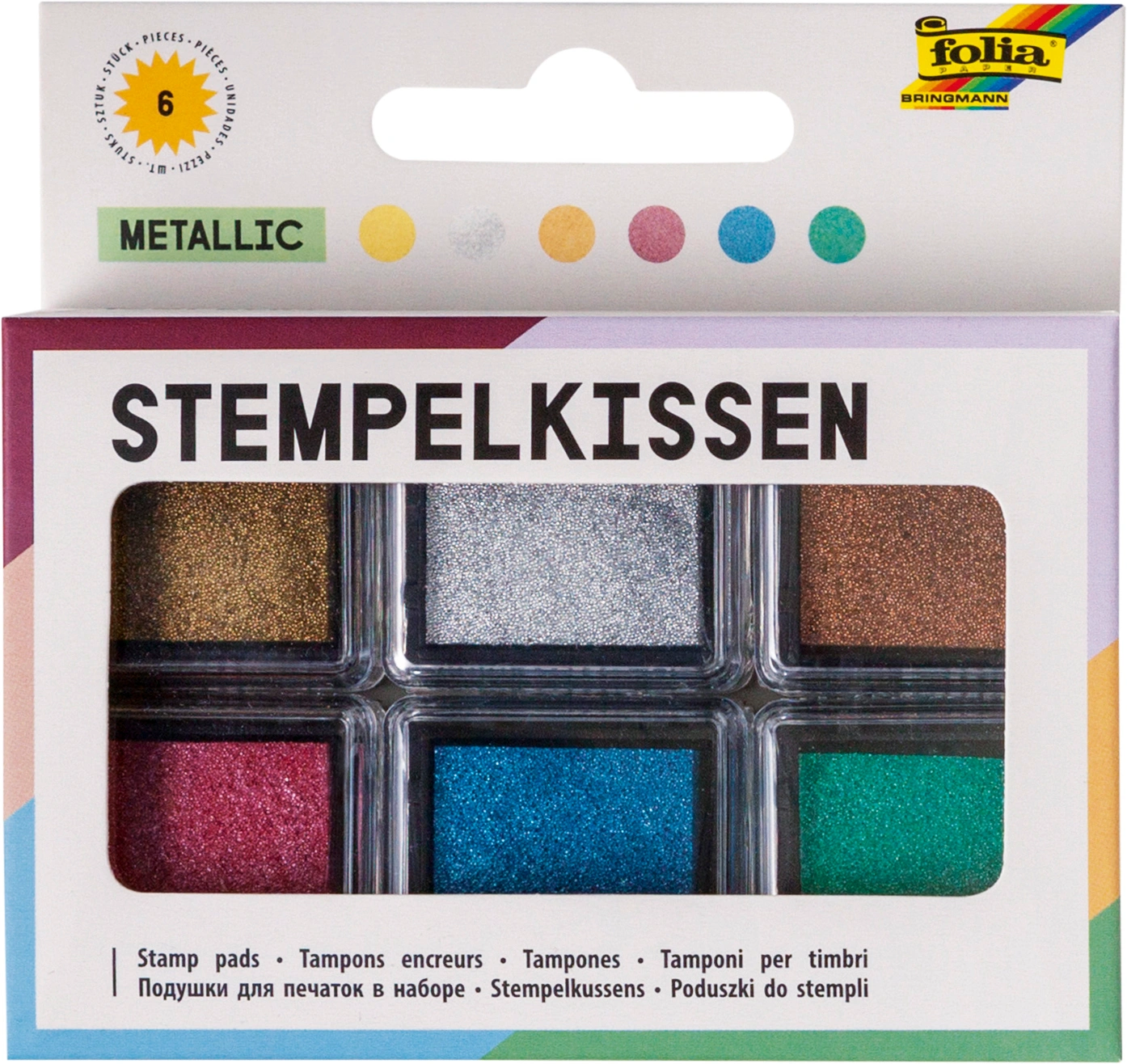 Stempelkissen-Set METALLIC 6-teilig in bunt