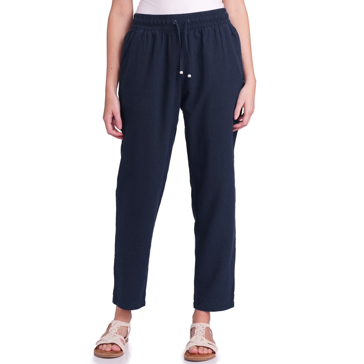 Gina Benotti Damen Leinen-Hose mit Elastikbund dunkelblau