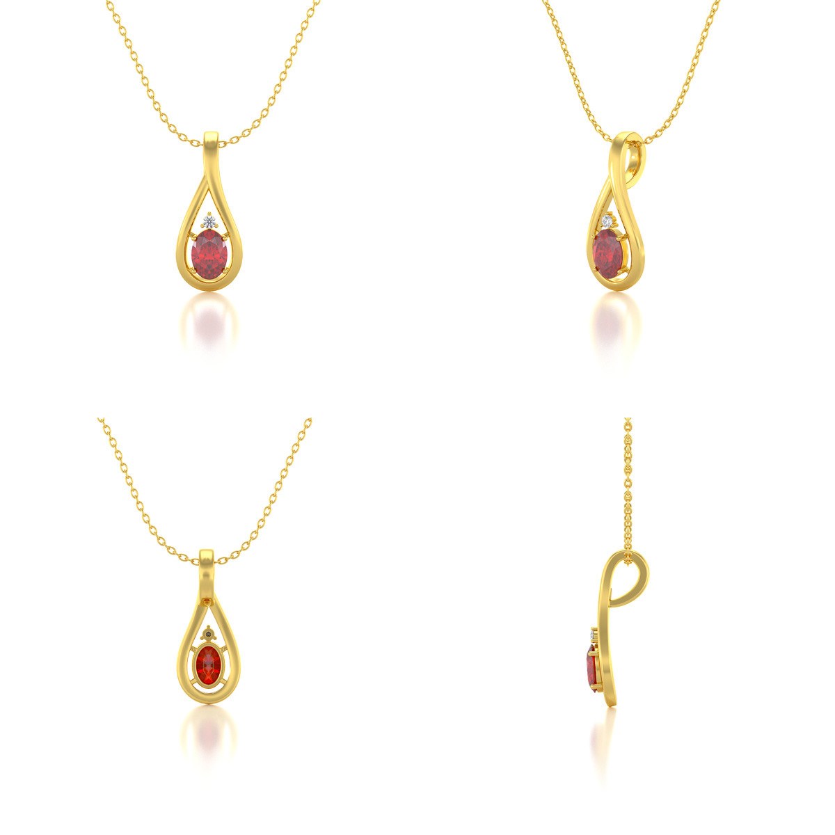 Collier Or Jaune Pendentif Rubis & Diamant - Cadeau Élégant Fiançailles | Aden