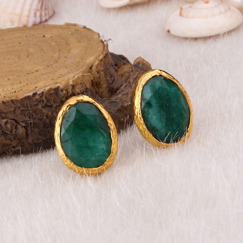Boucles d'oreilles - Laiton plaqué or & agate