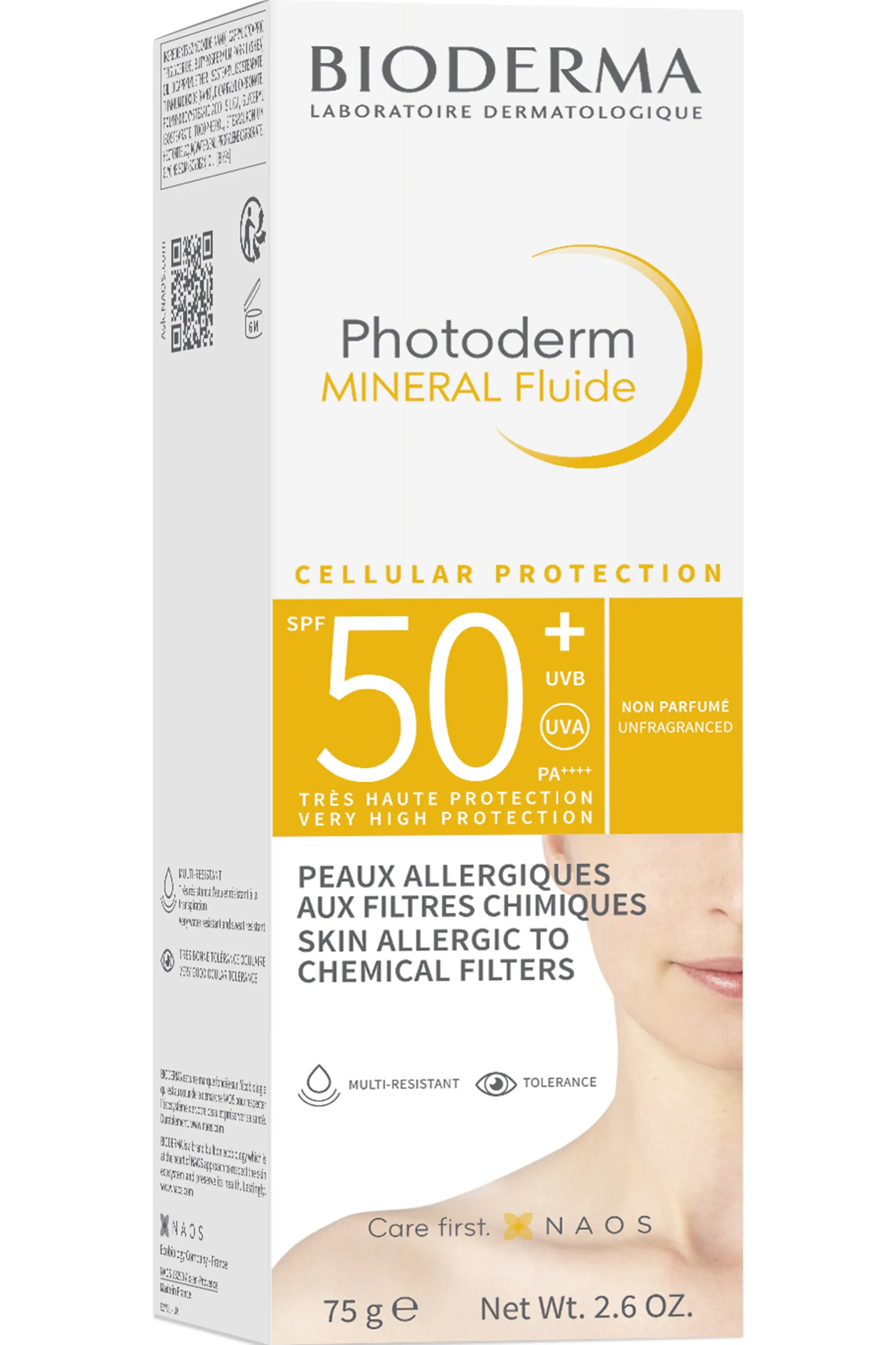 Bioderma Crème solaire peaux allergiques Photoderm Minéral Fluide SPF50+-75 g