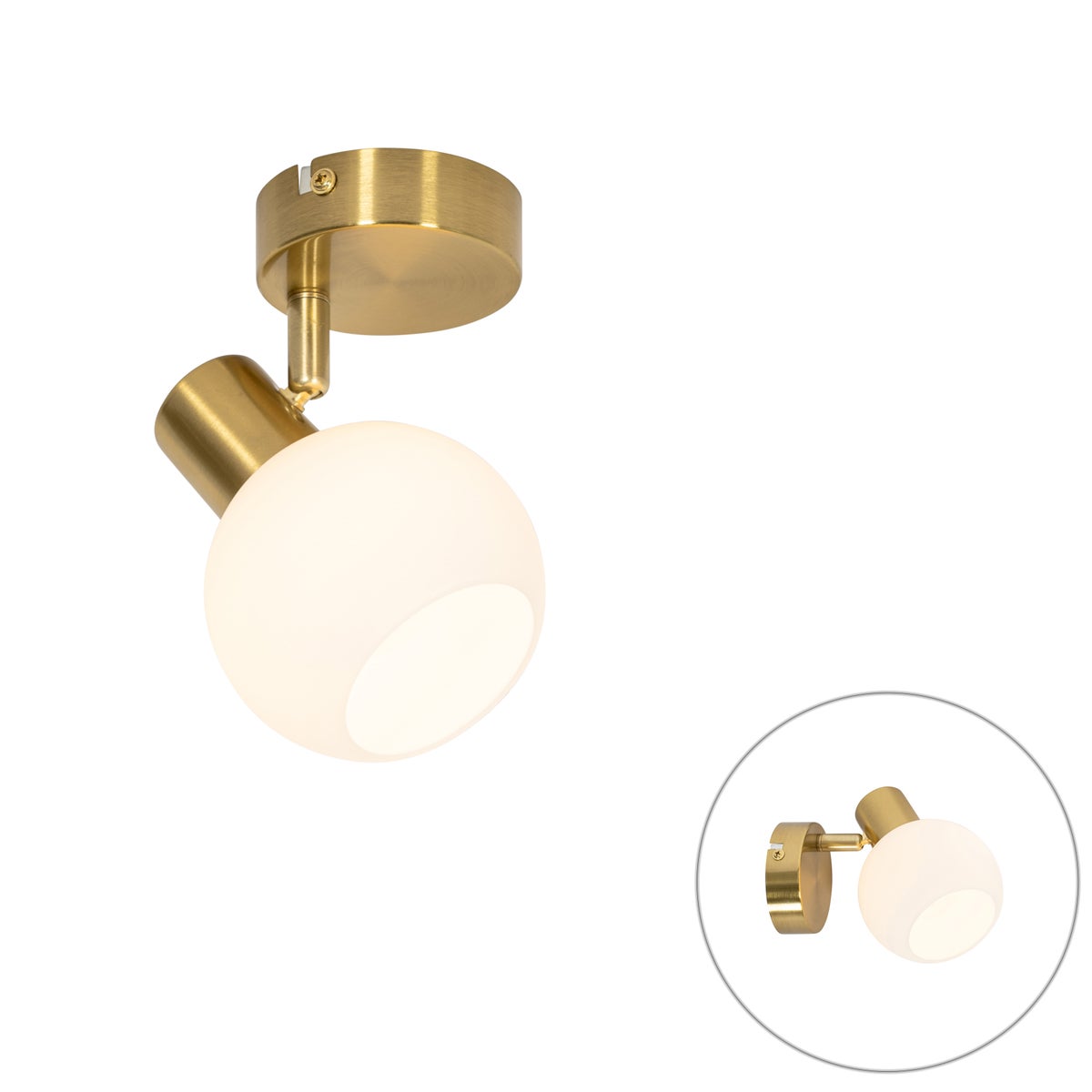 Art Deco spot in goud met verstelbaar opaalglas – Anouk
