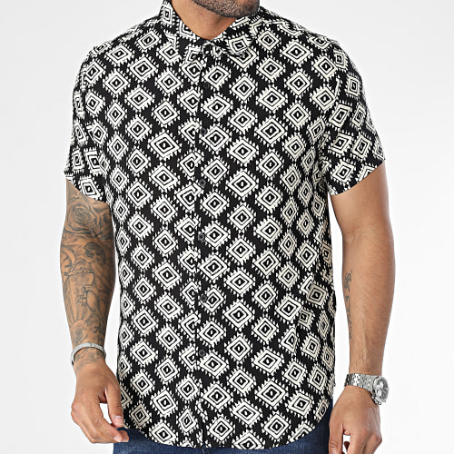 Chemise Manches Courtes Noir Beige