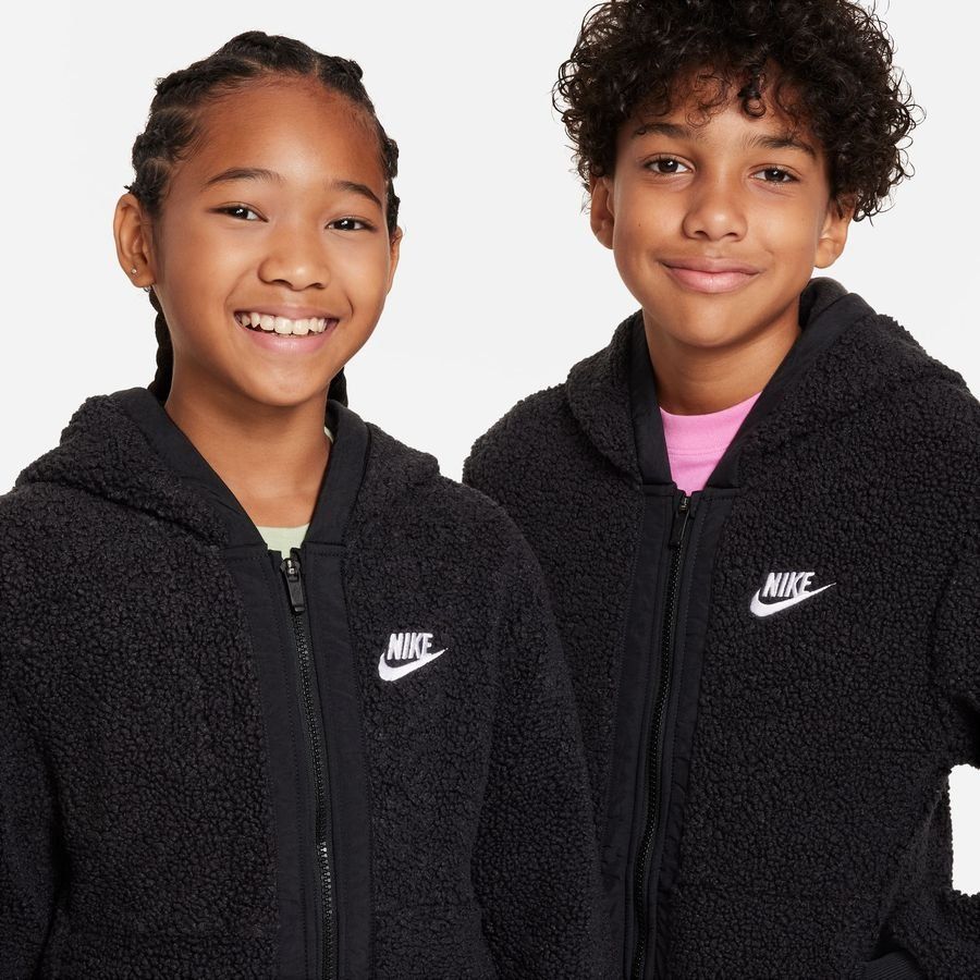 Nike Sweat à Capuche NSW Club Fleece FZ Winterized - Noir/Blanc Enfant