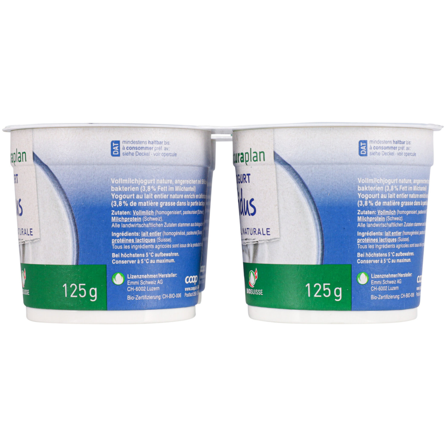 Naturaplan Bio Joghurt 3.8% Bifidus Natur 4x125g -