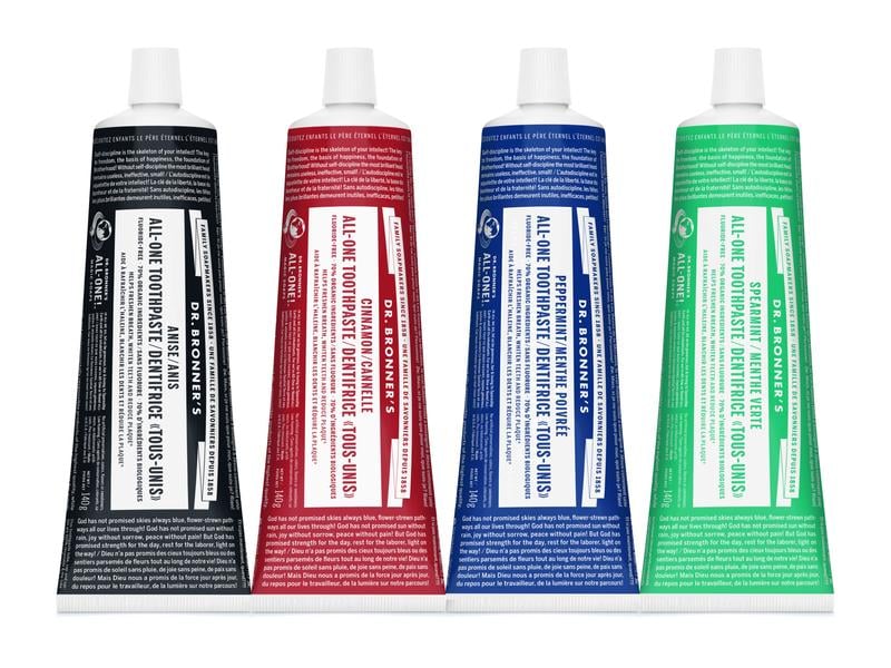 Dr.Bronner's Zahnpasta ALL-ONE Spearmint – fluorfrei 140 g Natürliche, vegane und fluorfreie Zahnpasta