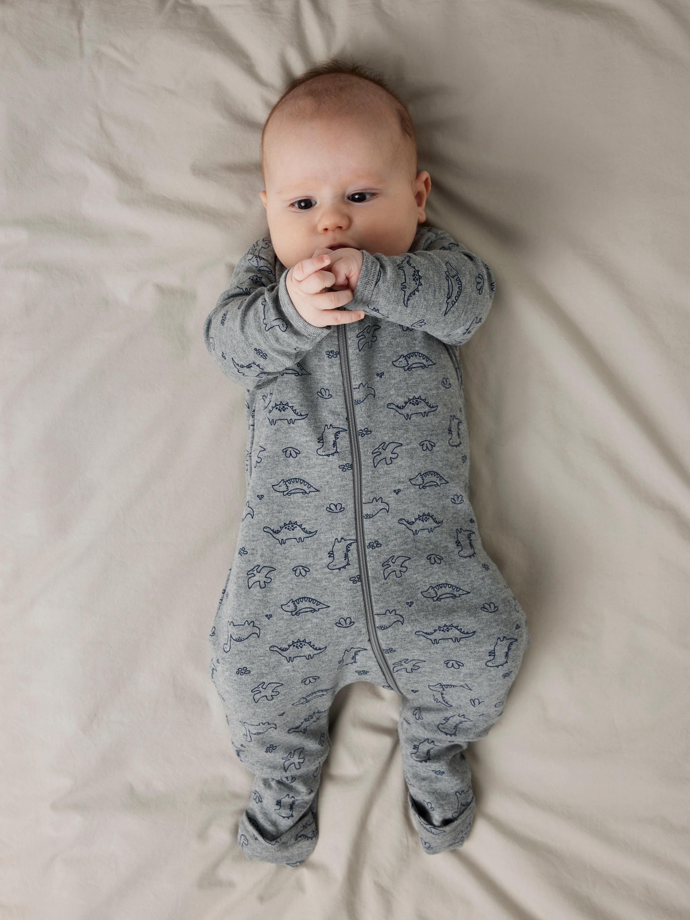 Name It Schlafanzug »NBMNIGHTSUIT 2P ZIP FF GREY DINO NOOS« Packung, 2 Stk. tlg., mit tollen Dino-Motiven