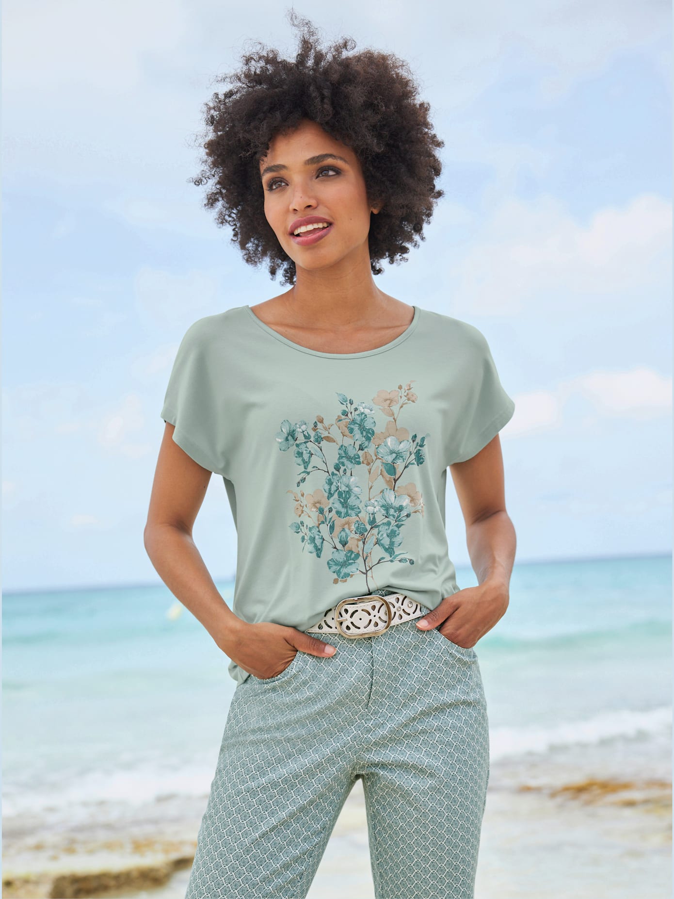 T-shirt imprimé floral devant