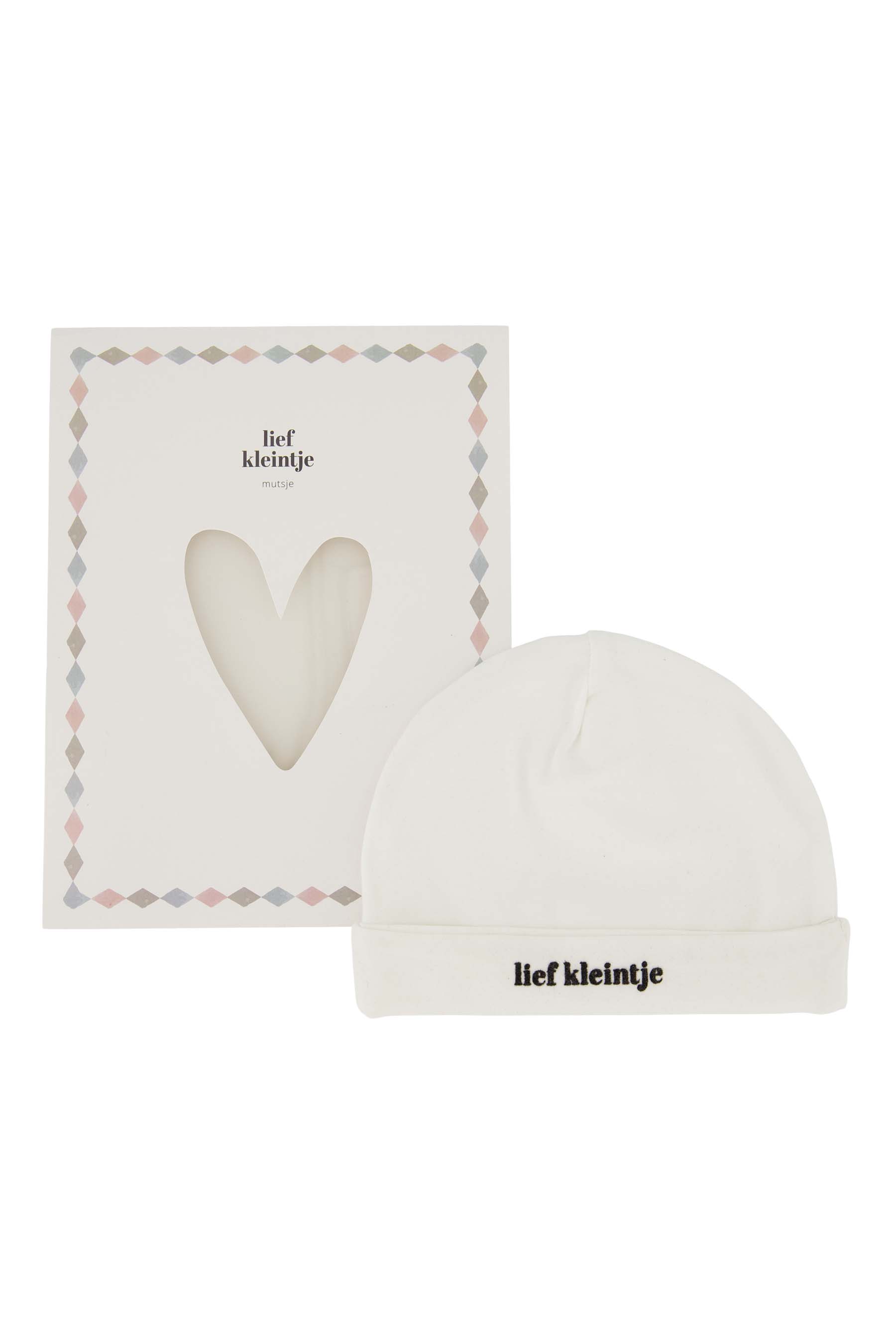 mutsje lief kleintje in doosje maat 50/56 wit/zwart