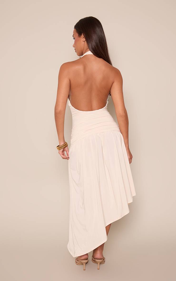 Butter Cream Robe Midaxi En Jersey Fluide À Décolleté Plongeant Et Torsade Frontale