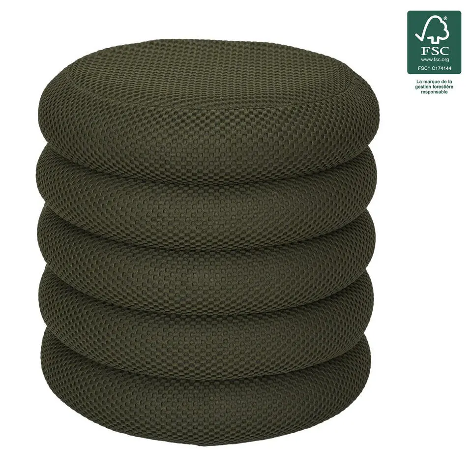 Home Deco Factory Poef/krukje - boucle - groen - D37 x H44 cm